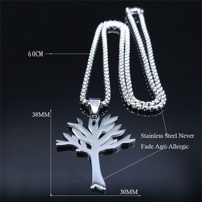 European and American Hollow Tree of Life Necklace Stainless Steel Tree Pendant Personalized Versatile Accessories