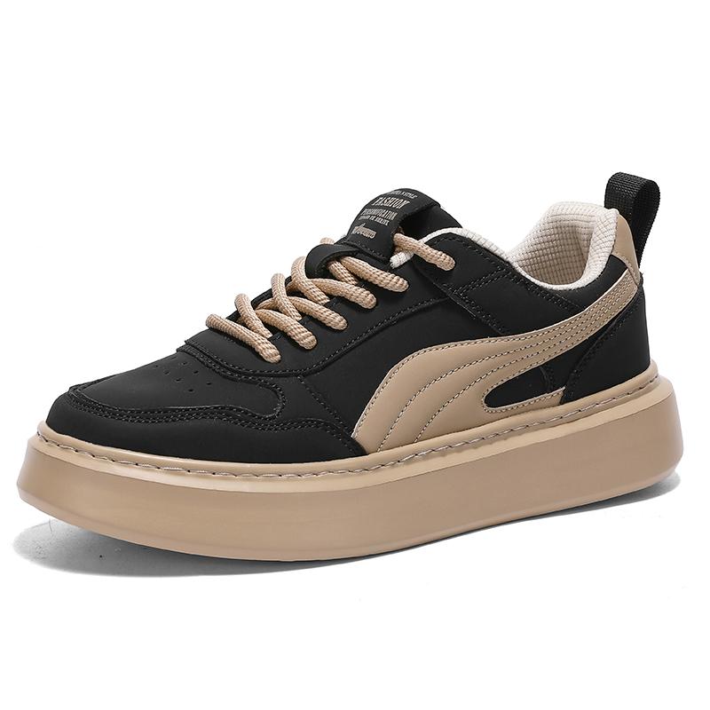 

Fashion Casual men s board shoes Trendy thick bottom height increasing style Outdoor leisure street Daily handsome youth sports shoes 44 чёрный