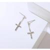 925 Sterling Silver Cross Diamond Stud Earrings for Women - High-End Cold Style