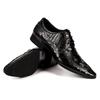 Fashion Men's Business Dress Shoes Genuine Leather Crocodile Pattern Pointed Shoes Male British Casual Leather Shoe Large Size 37-46