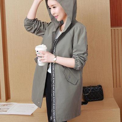 New Spring Autumn Casual  Coat Women Long Sleeve Hooded Medium Long Female Overcoat Femme Windbreaker Coats