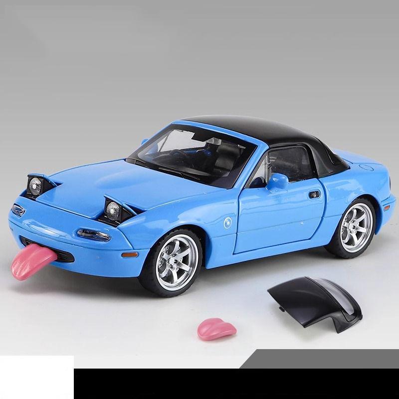1:32 Mazda MX-5 Retro Alloy Convertible Sports Car Model Die-cast Metal Racing Car Model Sound and Light Children's Toy Boy Gift Collection Ornaments