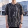 Men's Plus Size Grid Text Print T-Shirt – Textured Short Sleeve Casual Tee (Sizes 5XL-11XL) for Summer Streetwear