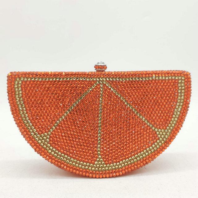 

Boutique De FGG Fashion Orange Slice Clutch Bag Crystal Clutches Women Evening Handbag Diamond Bridal Wedding Party Clutch Purse Mini Clutch