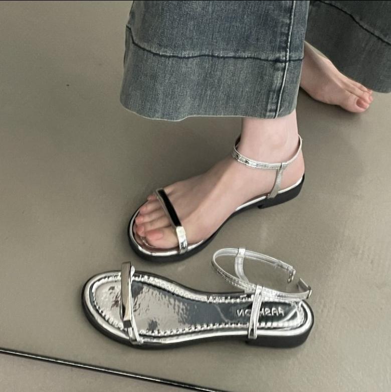 2025Designer Summer Open Toe Women Flats Sandals Fashion  Outdoor Beach Dress Gladiator Sandalias
