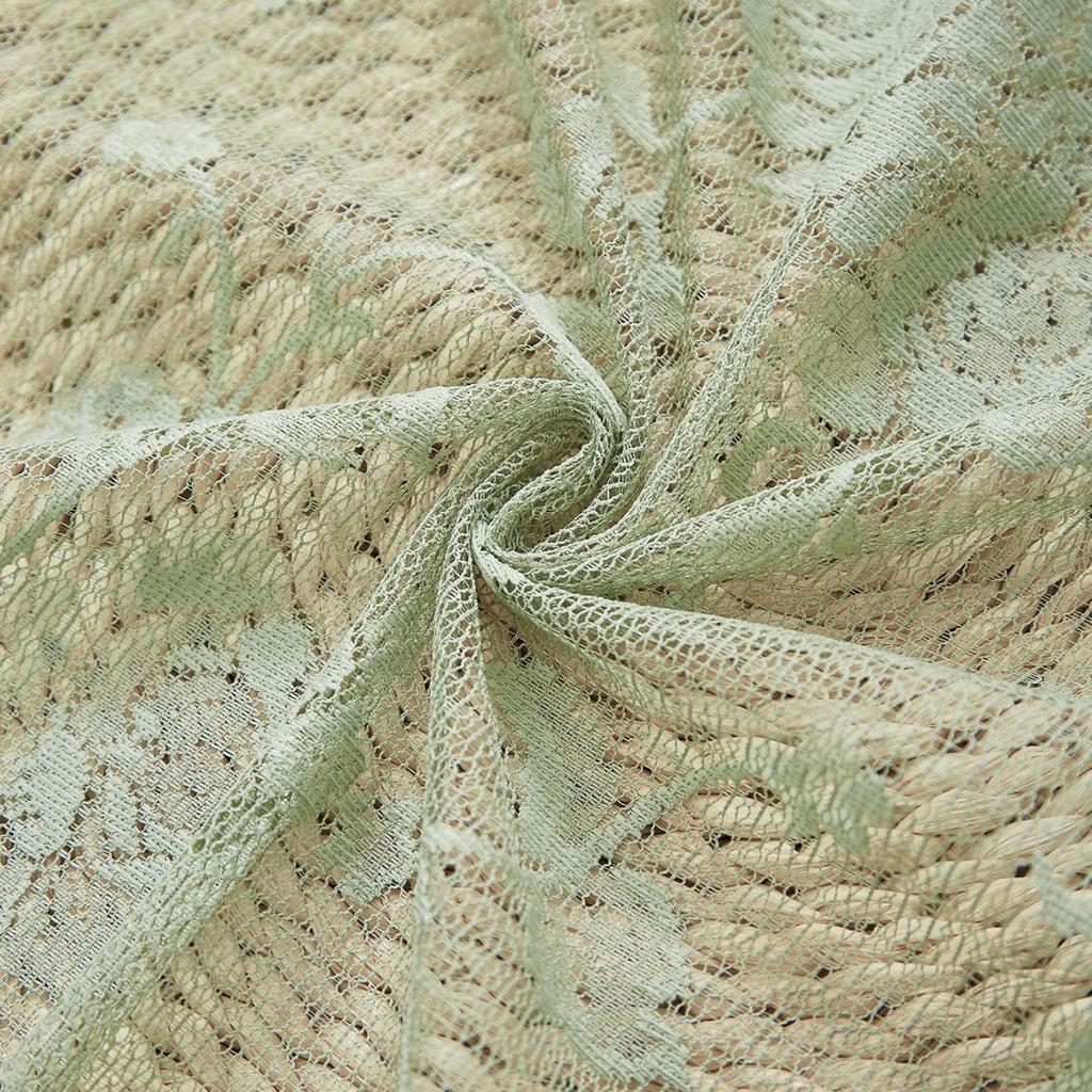 Fransk Stil Gardiner Gröna Genomskinliga Gardiner Vintage Dörrgardiner Ljusfiltrerande Dubbla Lager Spets Genomskinliga Gardiner Sovrum Avdelningsgardiner Buk