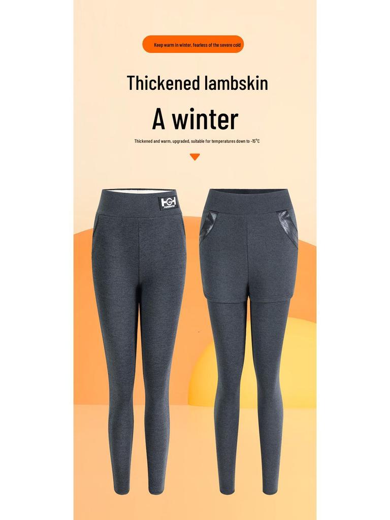 Tjocka Leggings med Fleecefoder för Kvinnor: Hög midja, Lammull, Perfekt för höst och vinter