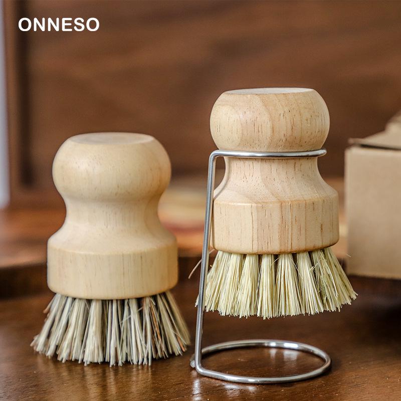 Solid Wood Dishwashing Brush with Sisal and Coconut Fiber