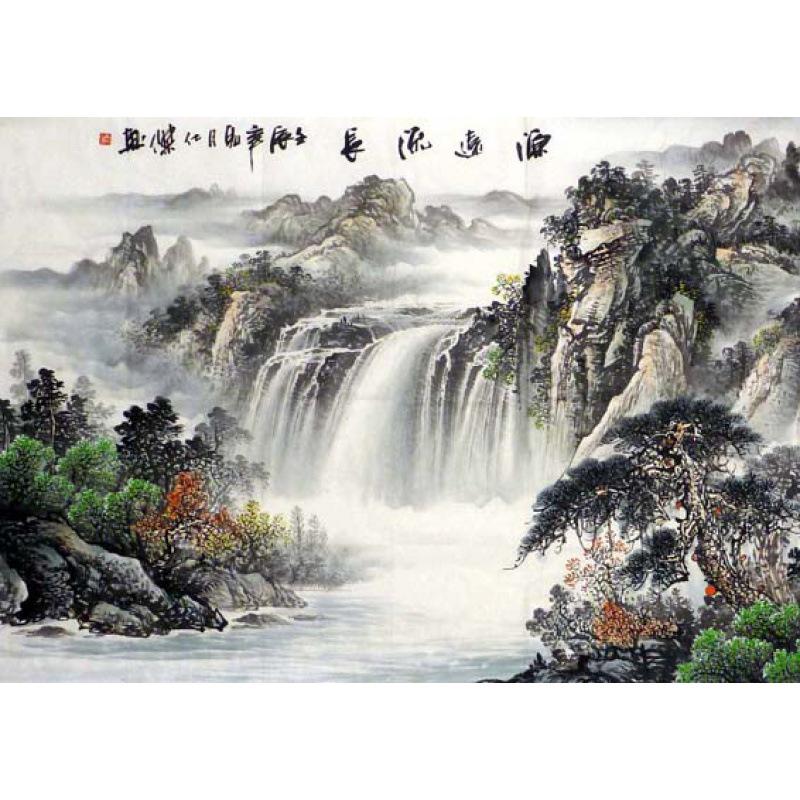 Chinese Landscape Art Poster with Free Shipping - Decorative Kraft Paper Framed Wall Painting