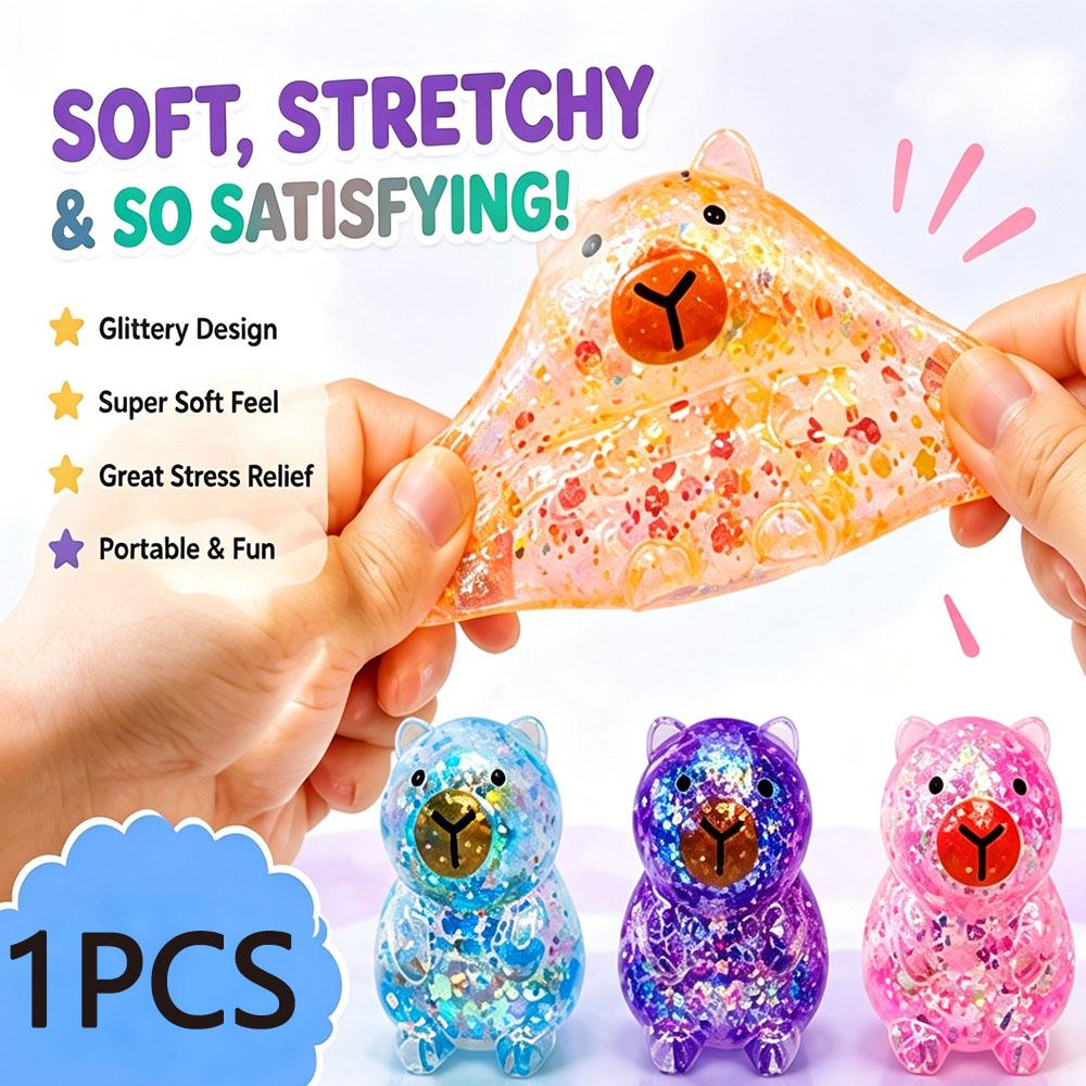 Bai Fen Bai Dolls And Toys 2026 Trendy Capybara Squishy Soft Glitter Gummy Squeeze Fidget Sensory Anti Stress Pinching Figure Funny Novelty Gag Gift