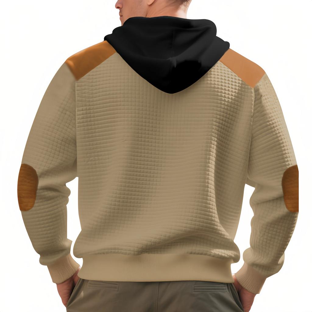 Men's Outdoor Casual Loose-Fit Color-Blocked Hooded Sweatshirt With Large Pockets