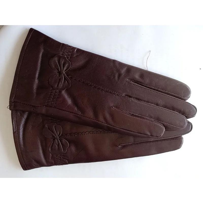 Ženy Zimní zateplené rukavice z pravé kůže Dámské Rukavice z pravé ovčí kůže Dívčí Móda pro řízení Dámské Luxusní Rukavice s vlněnou podšívkou