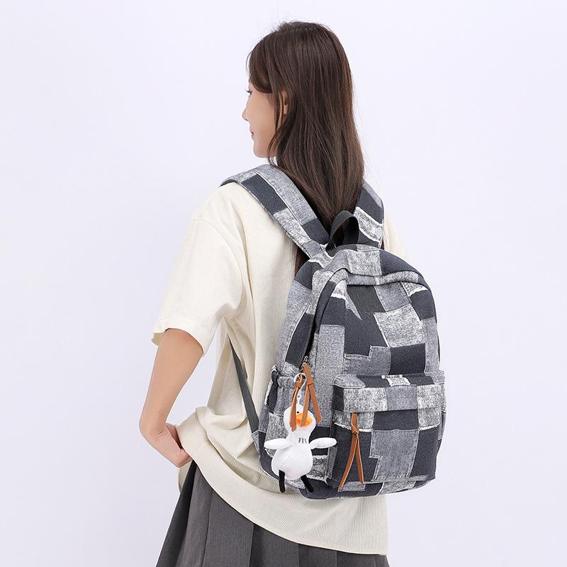 Women's Retro Plaid Large Capacity School Backpack - Japanese College Style