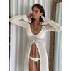 European and American Summer New Beach Skirt Women Solid Sexy Knitted Hollow Bikinis Swimsuit Women's Clothing Dress
