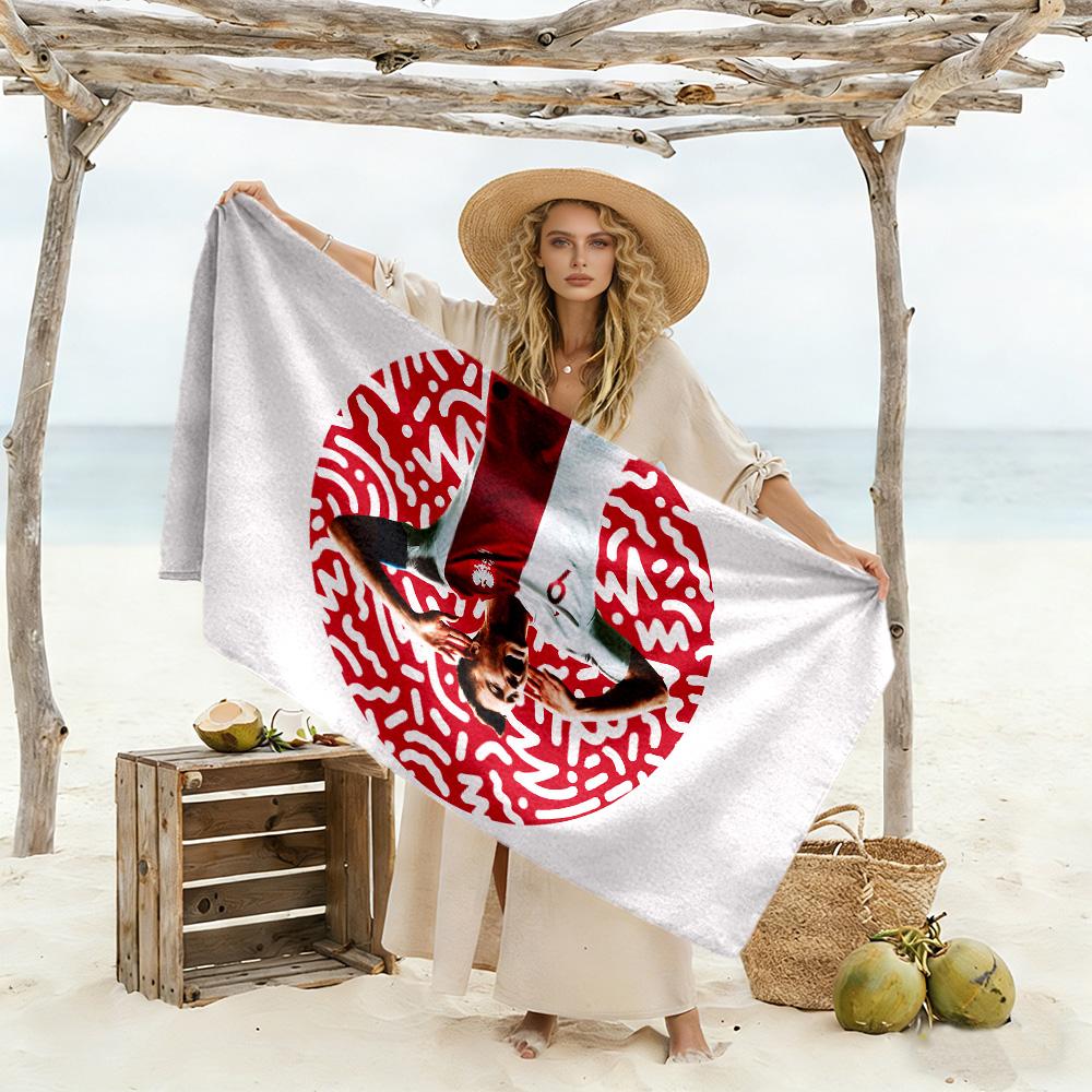 Football Player Celebration Beach Towel Super Soft & Absorbent Comfortable Lightweight