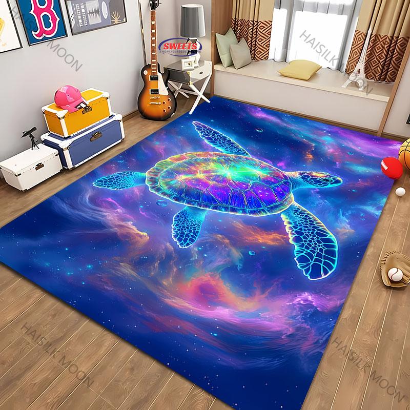 Magic Glowing Turtle Theme Printed Carpet Living Room Bedroom Sofa Office Large Area Decorative Mat Kids Play Rugs Large Size