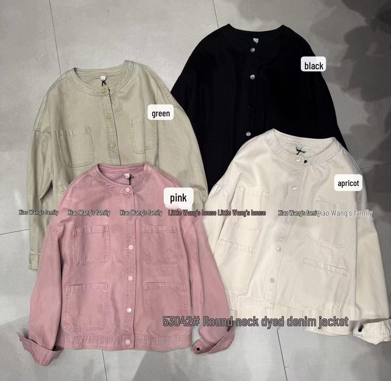 

Весенняя корейская джинсовая куртка свободного кроя большого размера в стиле ретро с круглым вырезом от Сяо Вана 53042 One Size абрикосовый