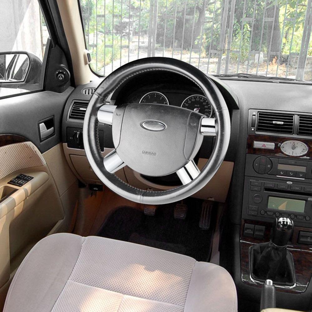 For Ford Mondeo 2004 2005 2006 Steering Wheel Sticker Cover 4Pcs Decoration ABS Chrome Trim Interior Accessories
