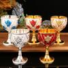 European Vintage Wine Glasses, Carved Mini Spirit Vodka Cup, Red Alloy Portable Spirits Goblet, sWedding Decoration, 30ml,1pcs