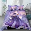 3d Print Anime Genshin Impact Keqing Bedding Set Cartoons Duvet Cover Set Comforter Bed Linen For Children Boy Decor Bedclothes