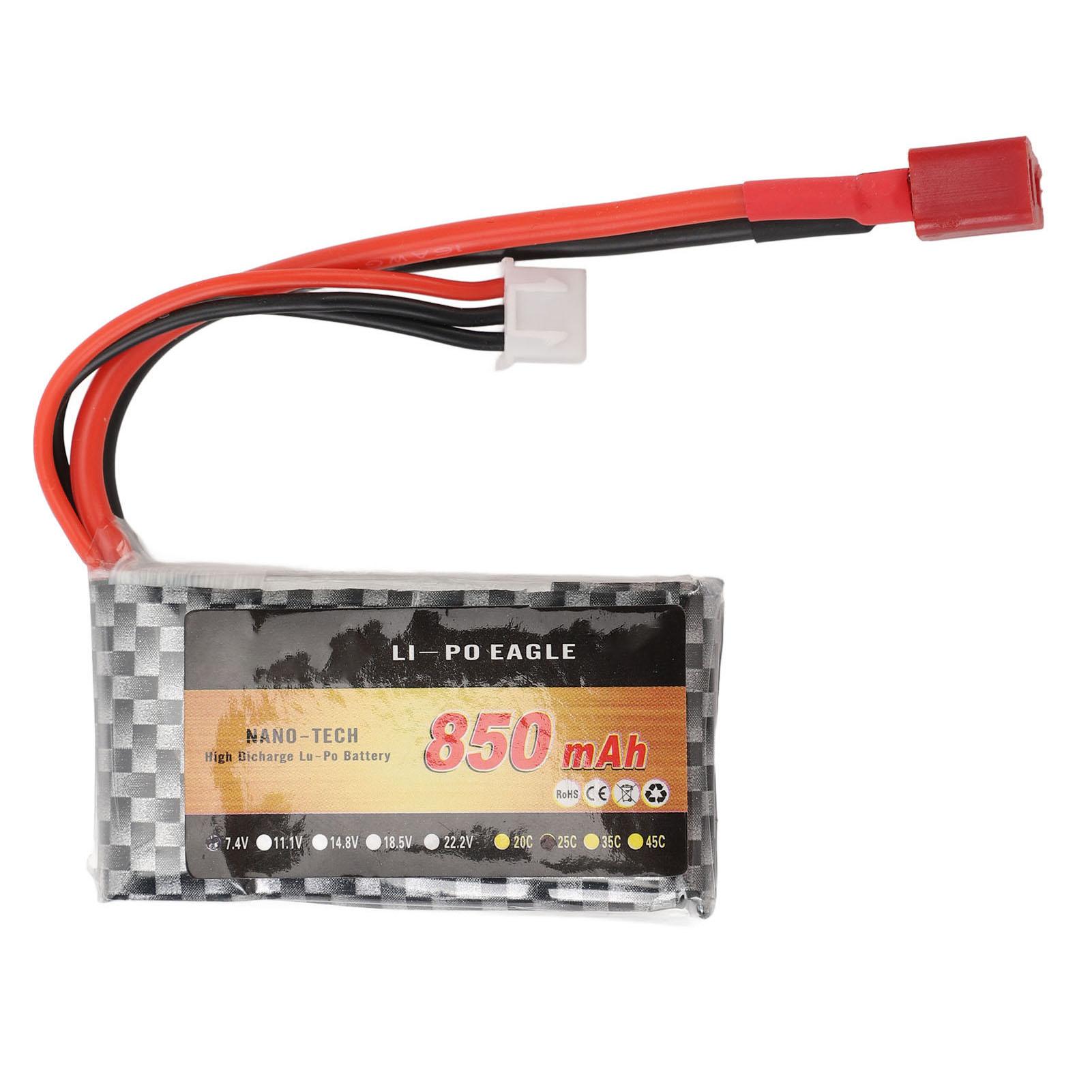 

7.4V 2S 25C 850mAh LiPo Battery RC Truck Lithium Battery With T Plug for XLH Q903 Q901 Q902 116
