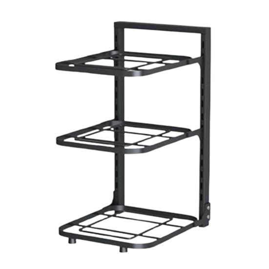 Multi-Layer Pot Storage Rack Strong Load-bearing Hollow Design Adjustable Cabinet Under-Sink Pan Rack Cookware Holder