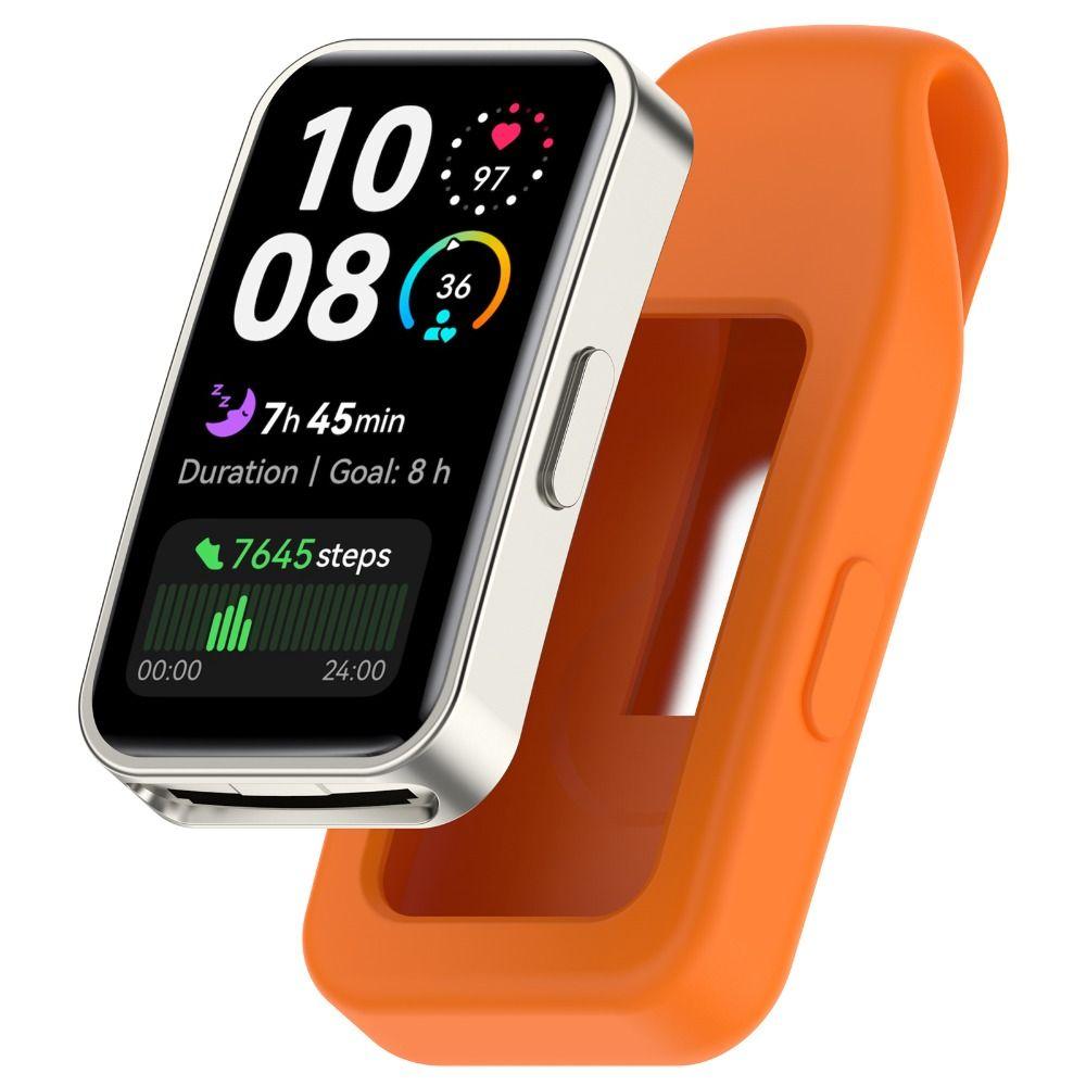 Steel Clip Silicone Case Replacement Anti-Scratch Watch Clip Protector Soft Anti-lost Protective Sleeve for Huawei Band 10 9 8