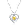 Luxury Heart Pendant Rhinestone Necklace: Colorfast Clavicle Chain, Elegant Birthstone Gift for Women