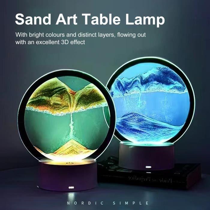Lampe de Table - 3D - Sablier LED - 7 Couleurs - Verre Rond - Tactile