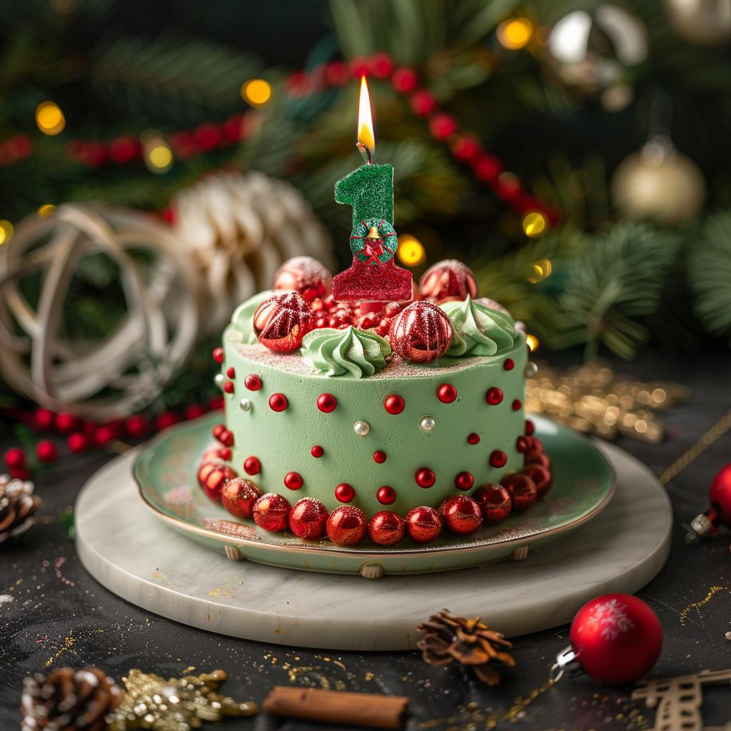 Christmas Cake Decoration Christmas Birthday Candle Number 1 Year Wreath Toppers Merry Christmas for children