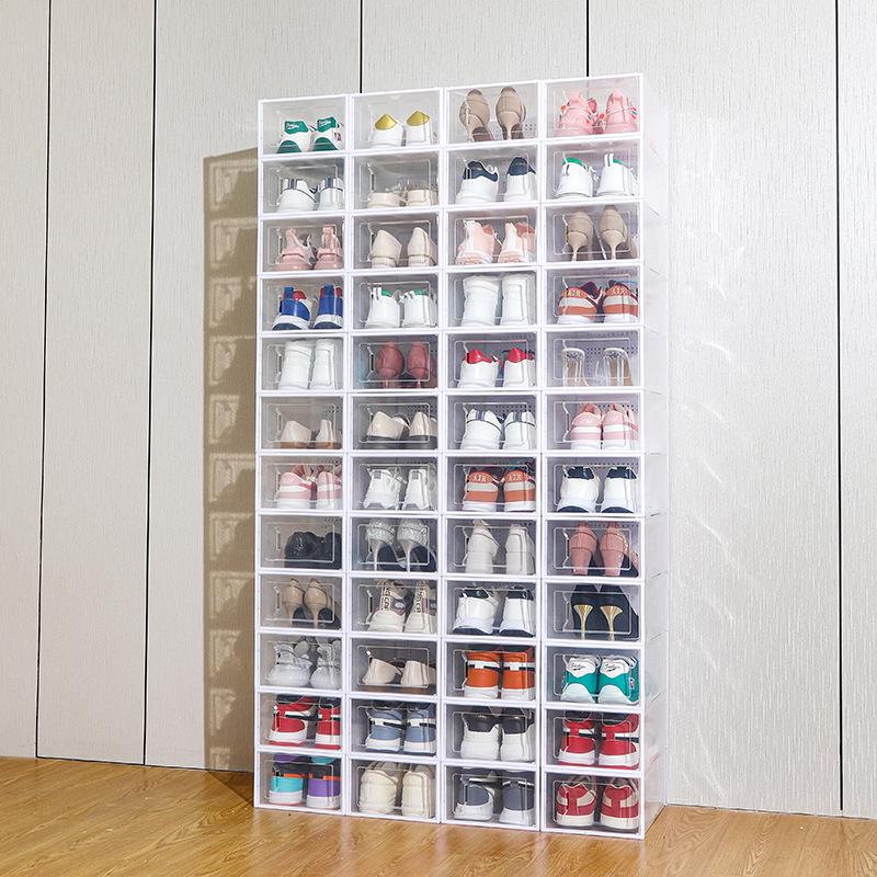 Transparent Dustproof Shoe Storage Box with Moistureproof Shoe Rack for Home
