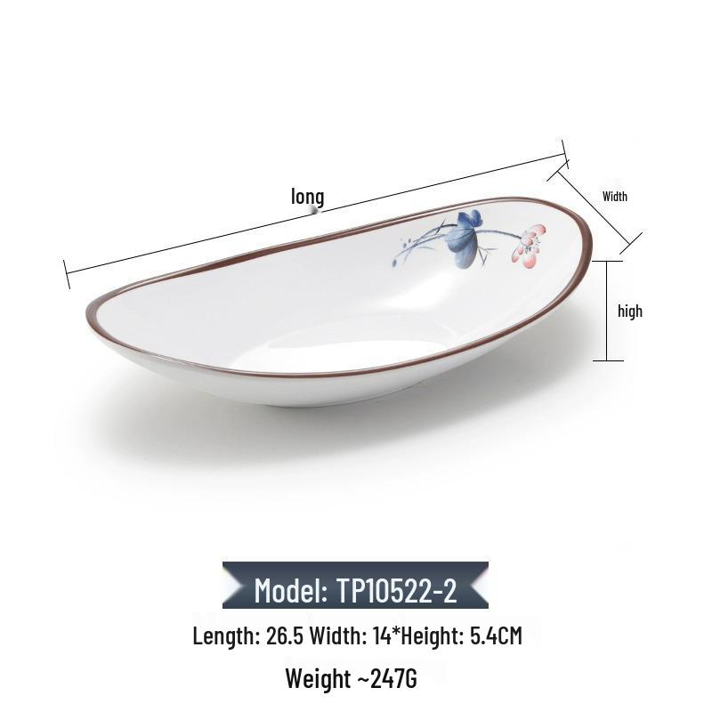 Melamine Rectangular Imitation Porcelain Plate for Sushi, BBQ, Cold Dishes - Commercial Use.