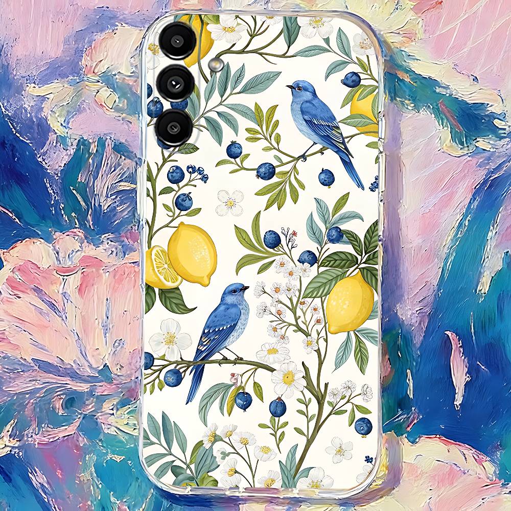 Mediterranean Lemon Fruit art Clear case suitable for  Samsung S30,S25,S24,S23,S21,S22,S20,S10,5G,FE,lite,PIus,Ultra Transparent