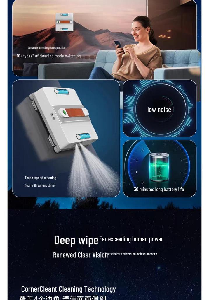 2025 Electric Glass Window Cleaning Robot with 4 Water Sprays - Automatic High-rise Household Tool