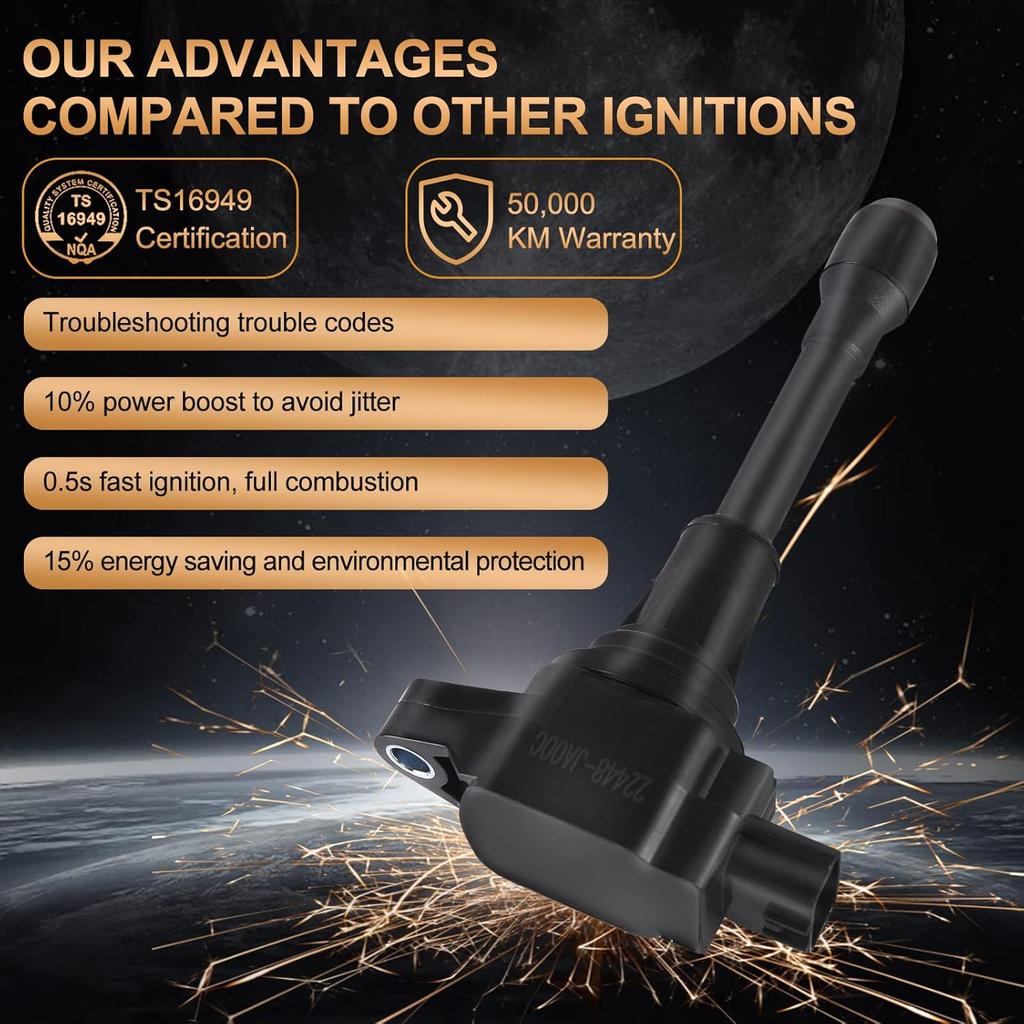 Ignition Coil Pack Compatible with Infiniti Nissan FX50 M56 Altima Cube Rogue Sentra Tiida Versa X-Trail L4 1.6L 1.8L 2.0L 2.5L Replaces# UF549 C1696