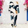 Women Plus Size Round Neck Long Sleeve Printed Black White Cuffed Top And Cuffed Pants Two Piece Set