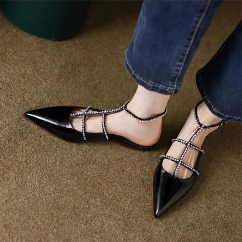 With Low Heels Ladies Shoes Buckles Pointed Toe Women's Sandals Asian Size Footwear Sales New Breathable Fashion Pvc Sandal Or F