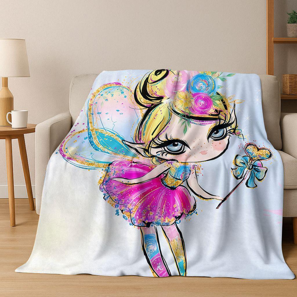 Elegant Ballet Dacing Girl Ballerina Cartoon Flannel Blanket,Cozy Soft Throw Blanket for Home Bedroom Bed Sofa Cover Gift Kids