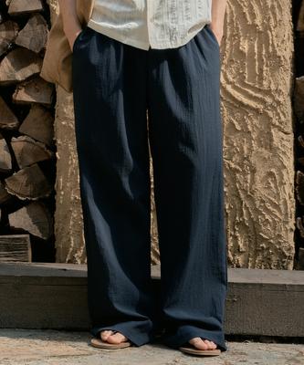 Wednesday Oasis Yoru Elastic Waist Semi-Wide Pants_Navy(Wb6Pt21)