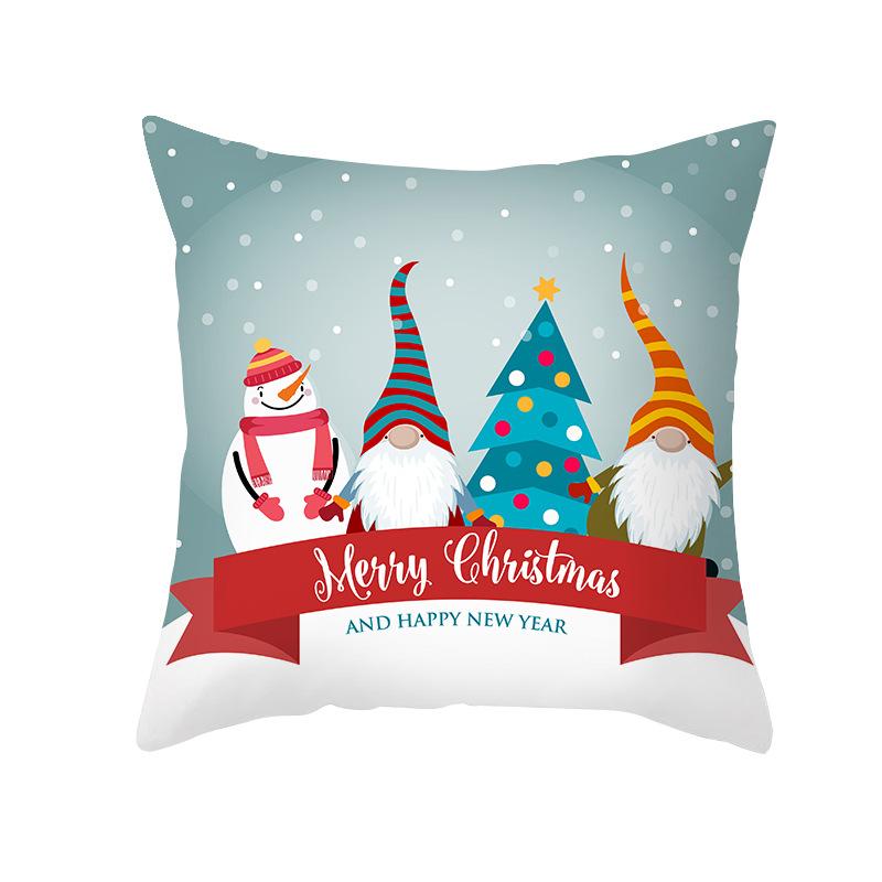Cartoon Printed Christmas Pillow Case Peach Skin Santa Claus Wish Pillow Home Sofa Cushion