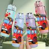 1PC Red Fire Truck Rescue Vehicle 750ml Color Plastic Sports Water Bottle Leakproof Flip Straw Lid Suitable for Sports Office Home Use