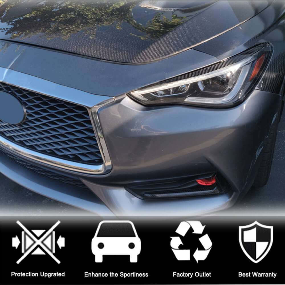 Ресницы на фары (для Q60 2016-2022, Карбон) для Infiniti Q50/Q60
