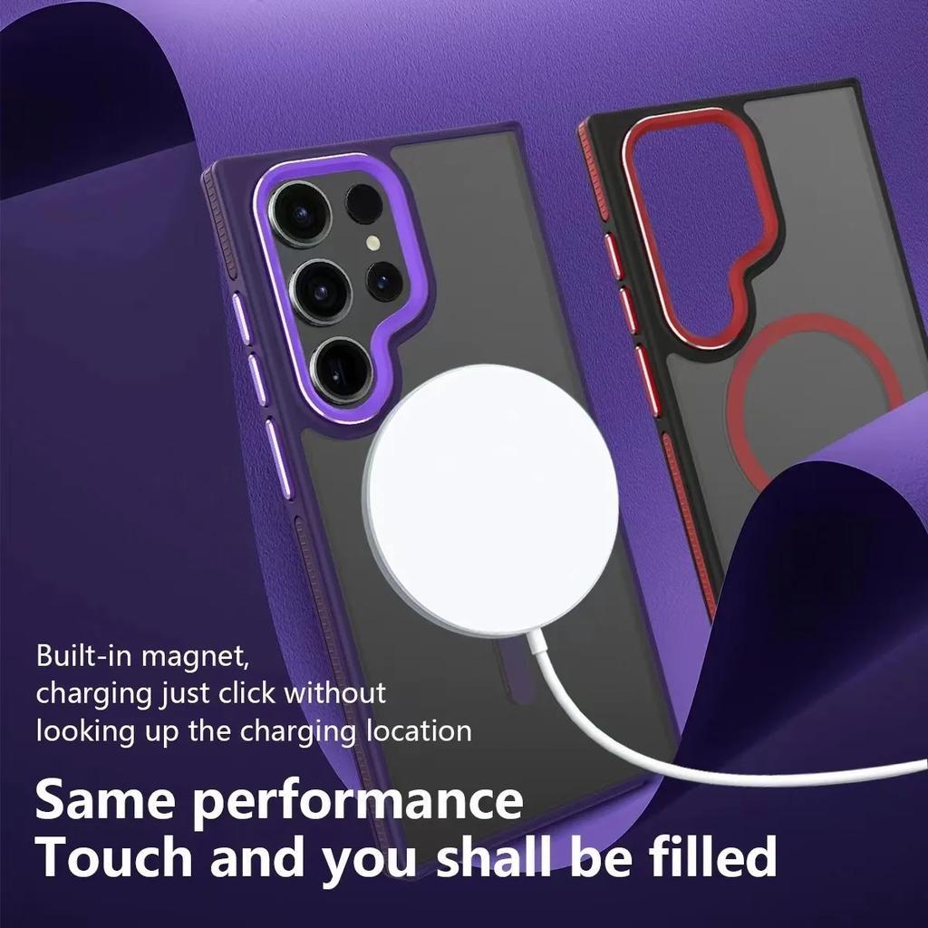 Matte Magnetic Phone Case For Samsung Galaxy S25 S24 S22 Ultra S23 Plus S23 FE Magsafe Wireless Charging Shockproof Cover