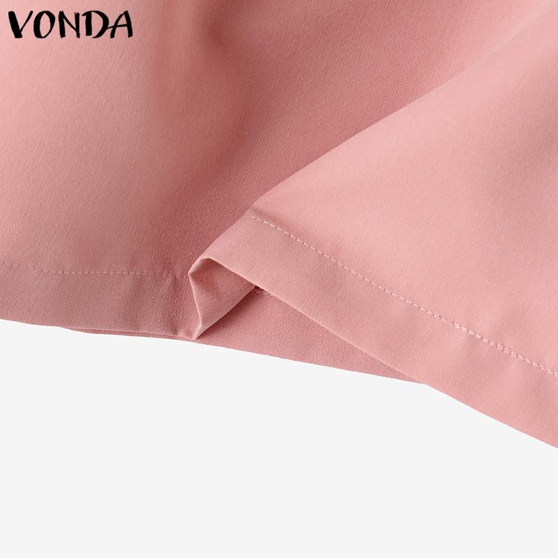 VONDA Women's Summer Round Neck Sleeveless Button Solid Color Casual Tank