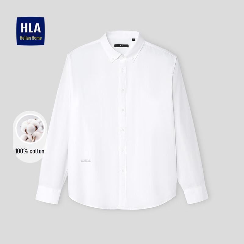 HLA Men s Pure Cotton Letter Print Long Sleeve Button-Down Shirt 40