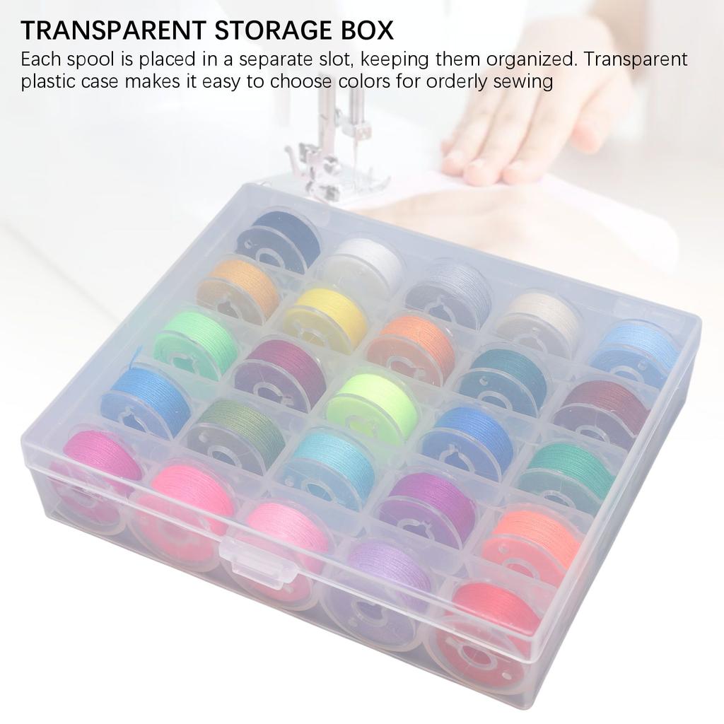 25Pcs Prewound Bobbin Thread Assorted Colors with Storage Case Sewing Machine Accessories