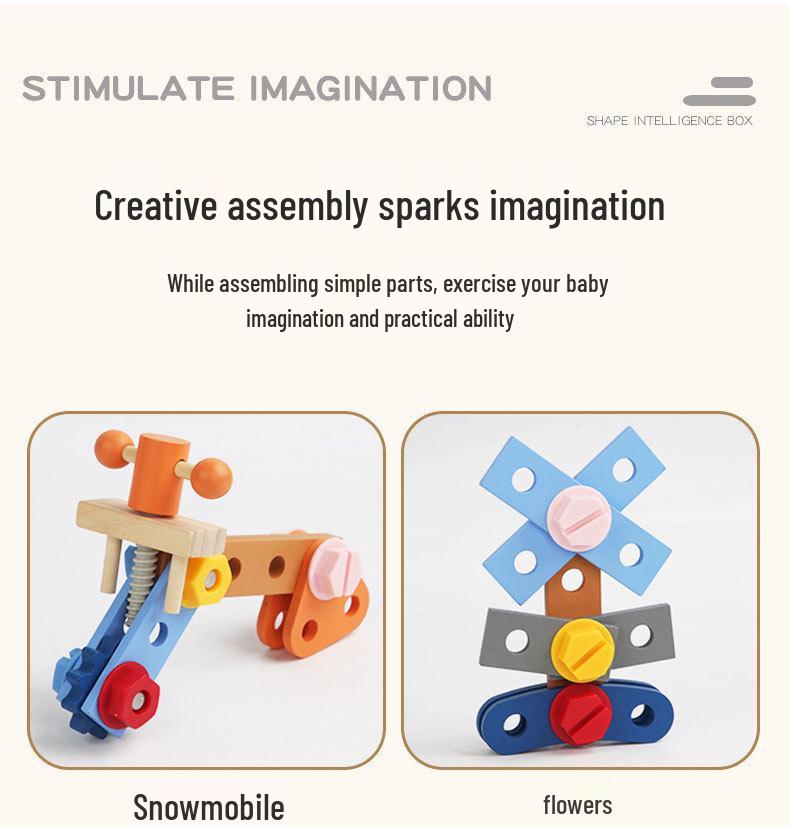 Children's Wooden Tool Bench Set - Educational Assembly Toy Kit