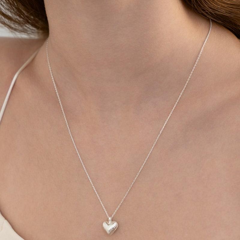 Tatiana (925 Silver) Heart Shell Locket Pendant Long Necklace NZ2505