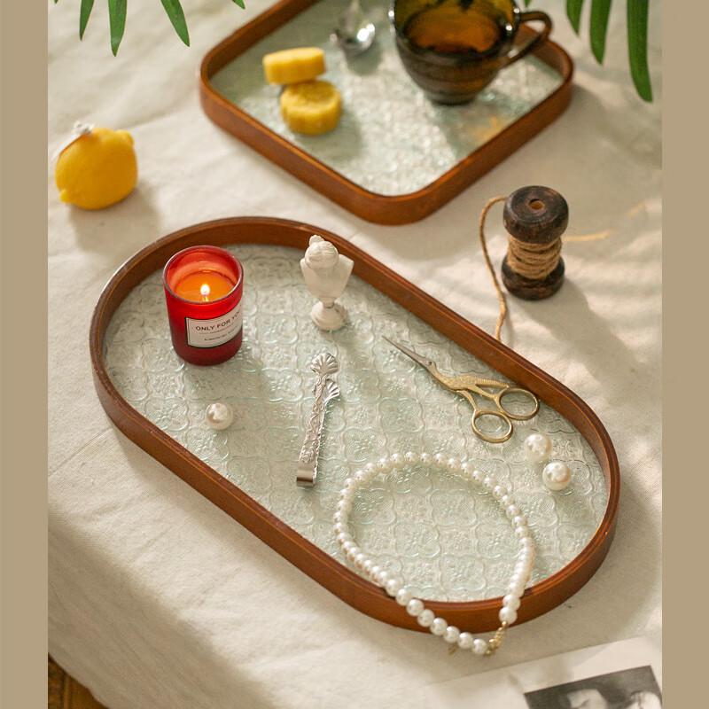 Retro Begonia Flower Glass Serving Tray