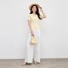 Autumn Water Yi Ren Basic V-Neck Short Sleeve Knit Top with Slit Hem